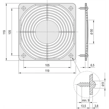 Schroff Griglia per ventola tipo SNAP-IN (60225052)
