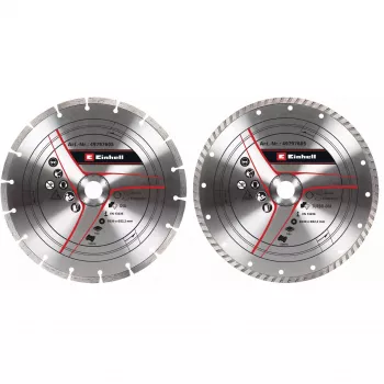 Set dischi diamantati per smerigliatrice angolare EINHELL 230×22,23×1,8 mm, corona turbo, 2 pezzi