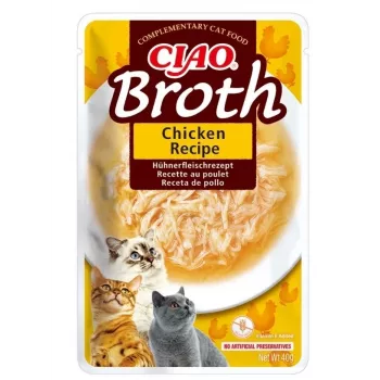 Cibo umido per gatti INABA Ciao Broth pollo 40 g bustina — liquido carnoso, senza cereali, senza glutine e soia