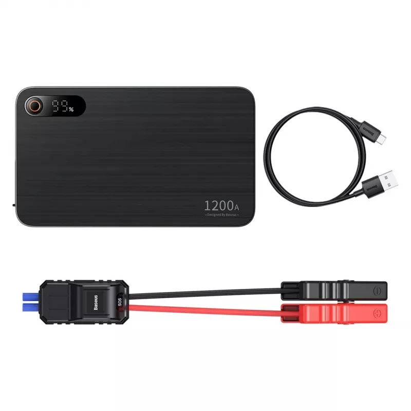 Powerbank/avviatore Baseus Pro+ avviamento auto, 12000mAh, 1200A, USB (Nero)