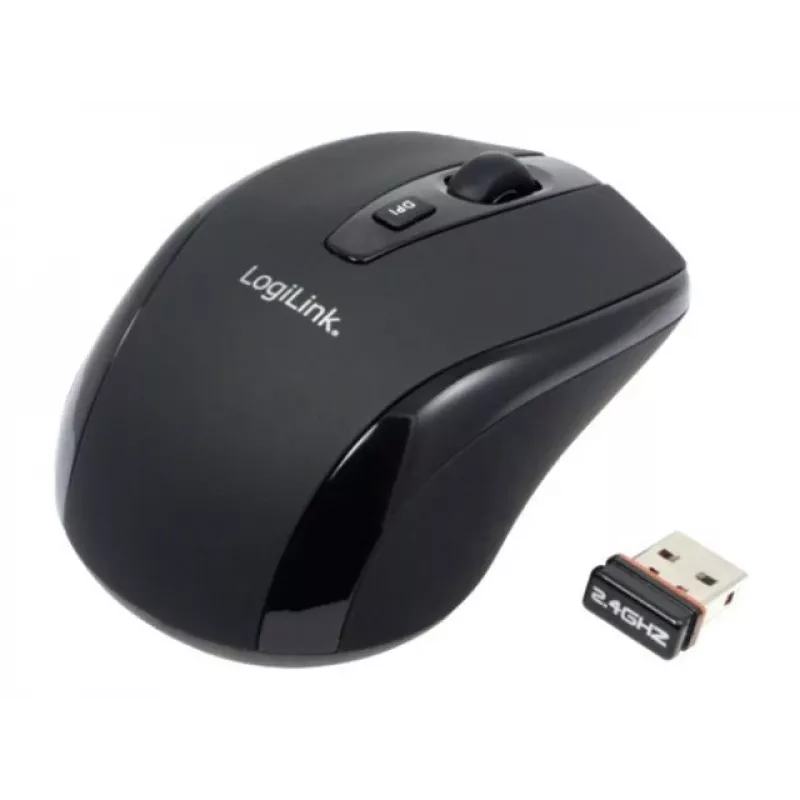 LogiLink Mouse ottico wireless 2,4 GHz Mini - Mouse - ottico - 3 tasti - wireless - 2,4 GHz - ricevitore wireless (USB) - Nero (ID0031)