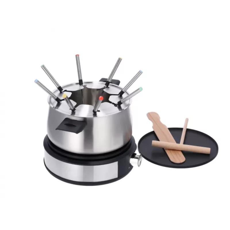 Severin FO 2471 combinazione fonduta e crêpe, nero/acciaio inox