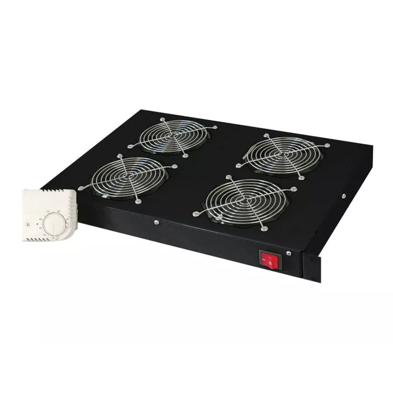 Digitus DN-19 FAN-4-HO-SW unità di ventilazione da tetto 19 pollici, 4 ventole, termostato, nero