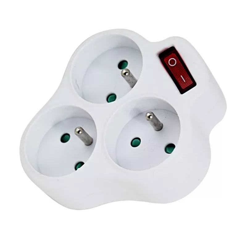 Esperanza ELK304W multipresa elettrica, 3 prese con interruttore, bianca