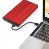 Case per HDD/SSD QOLTEC 51860 per unità SATA III da 2,5 inch, USB Type-A, 5 Gbit/s, alluminio, rosso