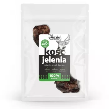 Snack per cani UNISZKI osso di cervo Medium — snack da masticare naturale singolo per cani di taglia media 10–25 kg, senza cereali, senza glutine, senza conservanti, sacchetto