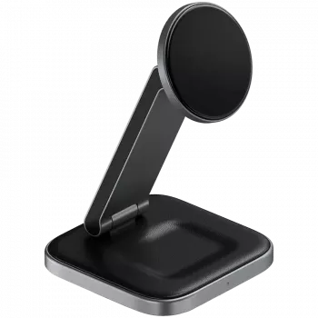 SATECHI stazione di ricarica wireless Qi2 pieghevole 3-in-1 (grigio spazio) con connettori Type-A, C, G