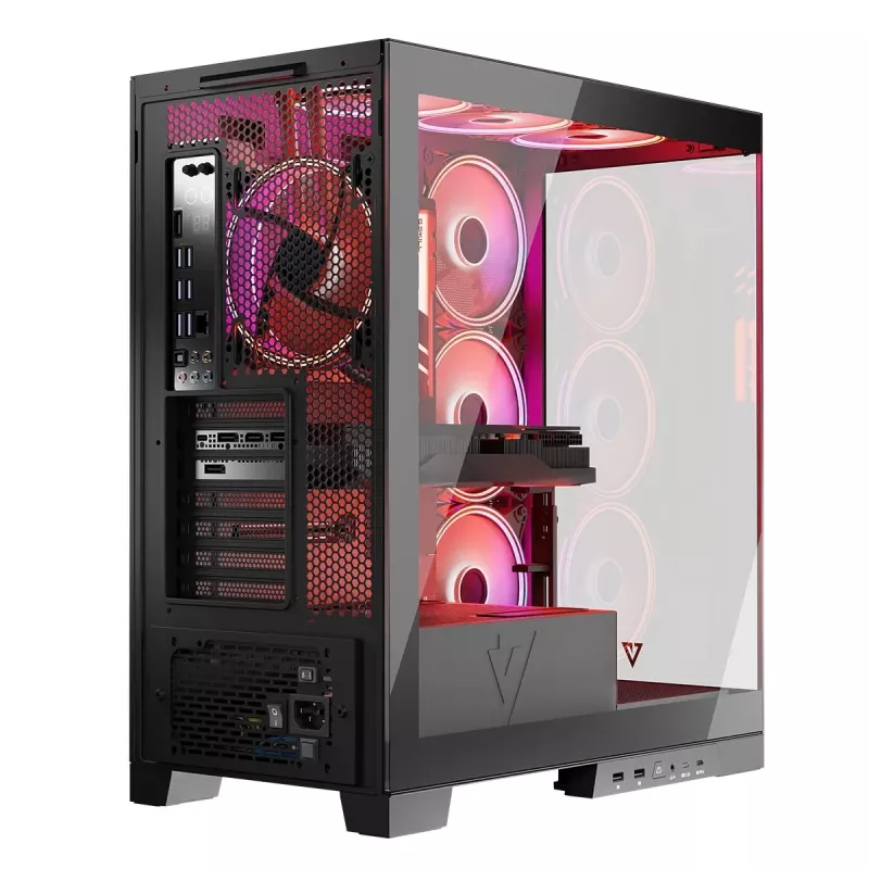 Case per PC MODECOM Volcano SPACE APEX ARGB Midi Tower, vetro temperato, USB-C, supporta ATX/microATX/Mini-ITX, GPU fino a 430 mm, dissipatore CPU fino a 180 mm