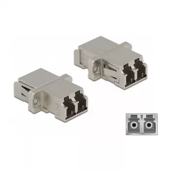Accoppiatore in fibra ottica DeLOCK LC Duplex femmina su LC Duplex femmina single-mode metallo
