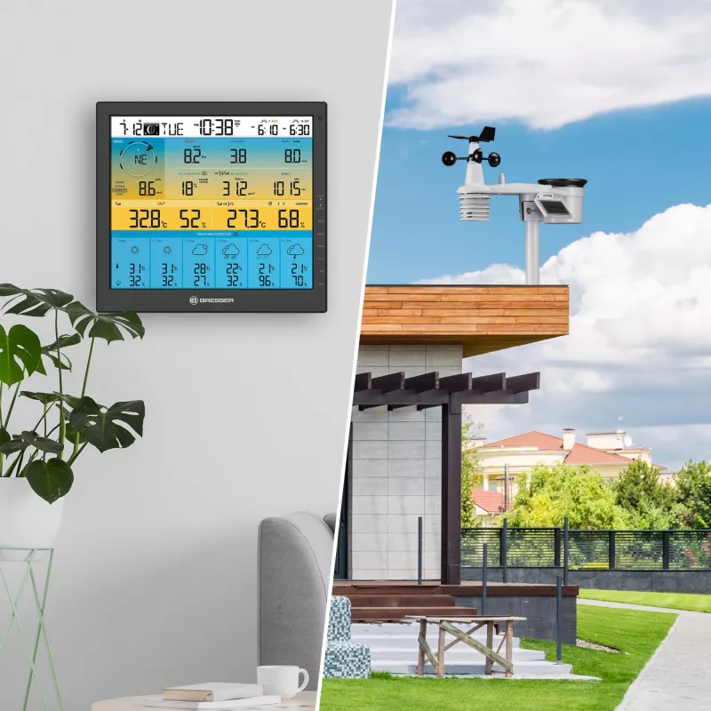 Bresser 7003220 Weather Center 7-in-1 Solar 6-Day 4cast Pro SF stazione meteo digitale, LCD, nera