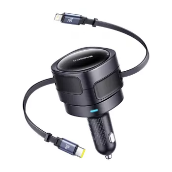 Caricabatterie da auto Baseus Enjoyment Max 60W con cavi USB-C e Lightning, ricarica rapida dual-port