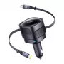 Caricabatterie da auto Baseus Enjoyment Max 60W con cavi USB-C e Lightning, ricarica rapida dual-port