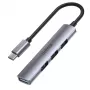 Hub USB-C Unitek H1208B — 1x USB-A 5 Gbit/s, 3x USB-A 2.0, host USB-C, case in alluminio, cavo 0,20 m