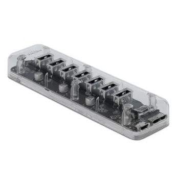 Hub USB DeLOCK 64088 trasparente USB 3.2 Gen 1 Micro-B