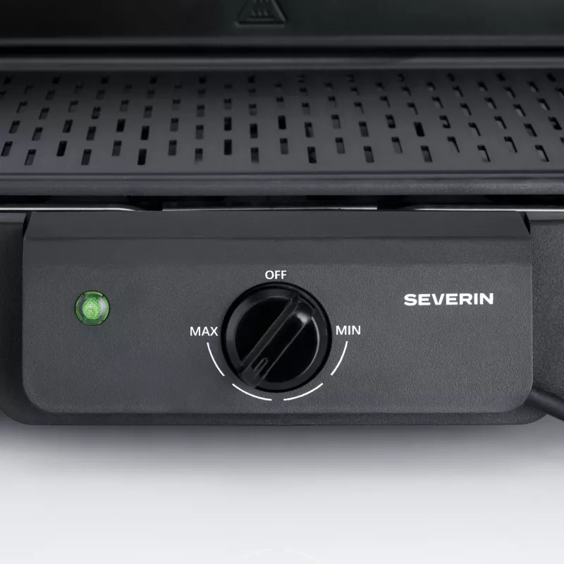 Griglia elettrica da tavolo SEVERIN PG 8596, 2000 W, griglia rettangolare, nero, manopola