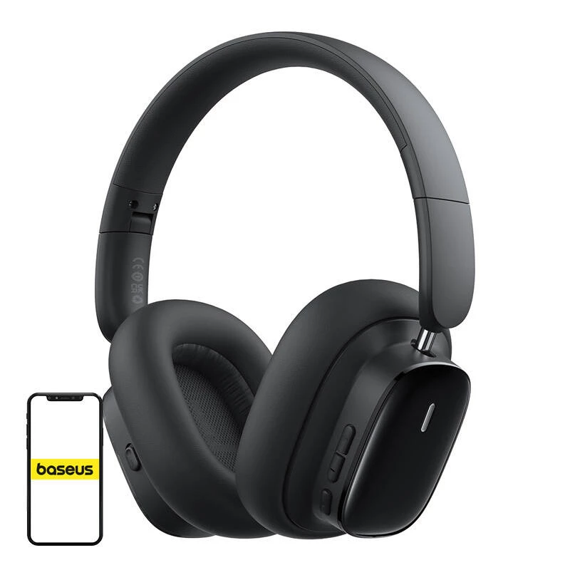 Baseus Bowie H1i Cuffie con archetto wireless chiamate/musica USB Type-C Bluetooth Nero