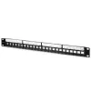 Qoltec 54516 patch panel per rack da 19 pollici, 24 porte, 1U, UTP, nero