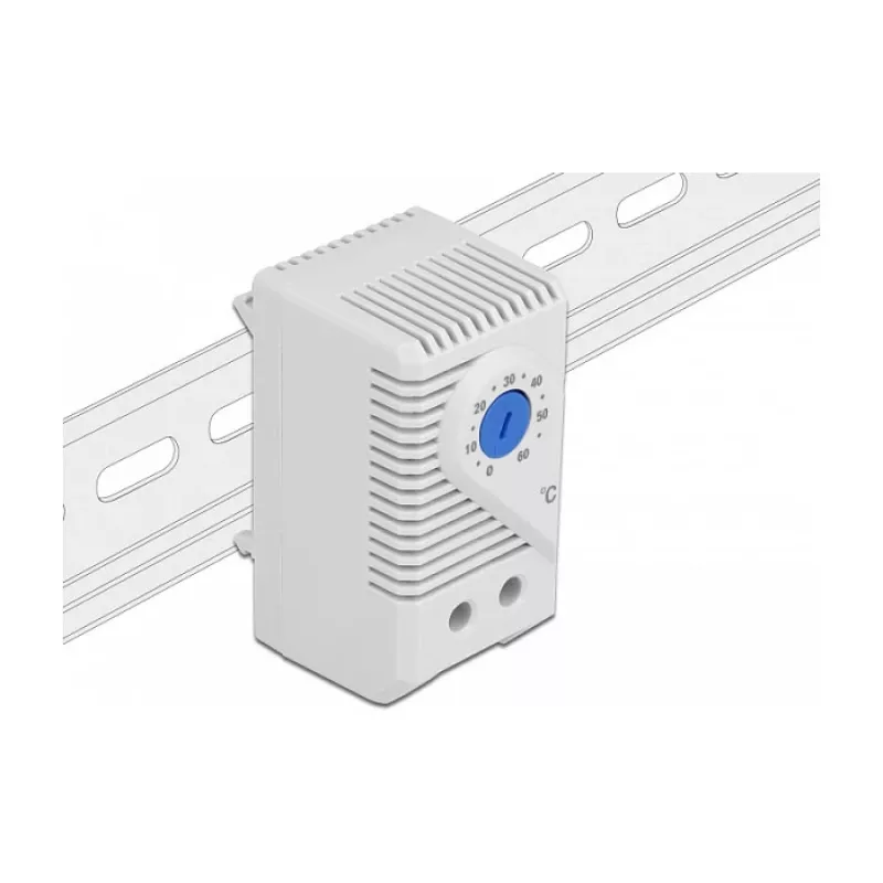 Delock 66823 termostato con contatto NC per guida DIN, grigio