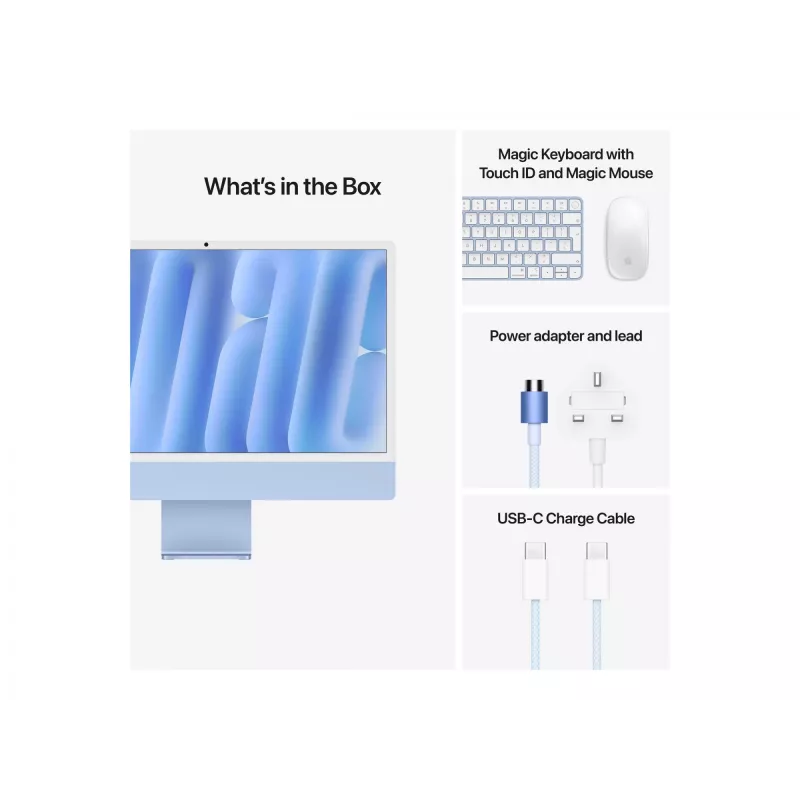 iMac 24 pollici: M4 10/10, 16 GB, 512 GB SSD – blu