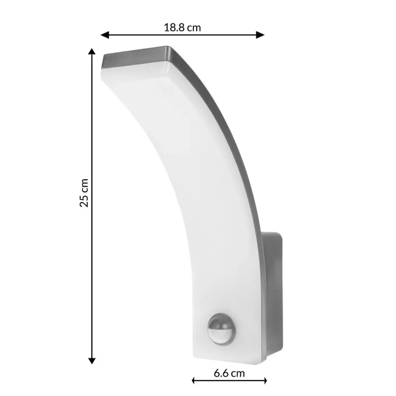 Lampada da parete LED MACLEAN MCE512 GR con sensore di movimento, sorgente LED a risparmio energetico