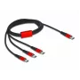 Cavo di ricarica USB DeLOCK 3 in 1 USB Type-C a 3 x USB Type-C 1 m nero/rosso