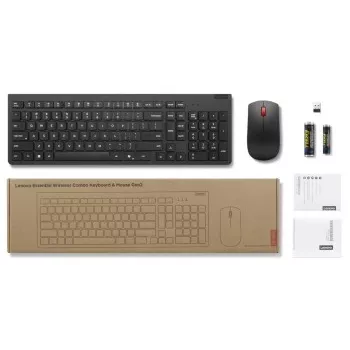 Set tastiera e mouse wireless Lenovo Essential Wireless Combo Gen2 — nero, layout compatto, connessione wireless