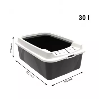 Lettiera per gatti aperta rotho Bonnie Cat 572×393×209 mm, tecnopolimero, 30 L, nero/grigio