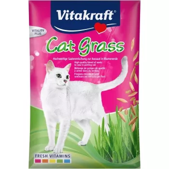 Semi di erba gatta Vitakraft 50 g — miscela di piante commestibili per gatti, busta da 50 g, favorisce la digestione e l'eliminazione dei boli di pelo