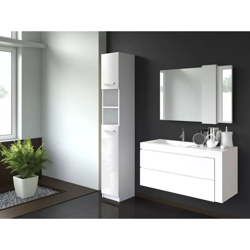 Topeshop MARBELA armadietto contenitore bagno in bianco lucido