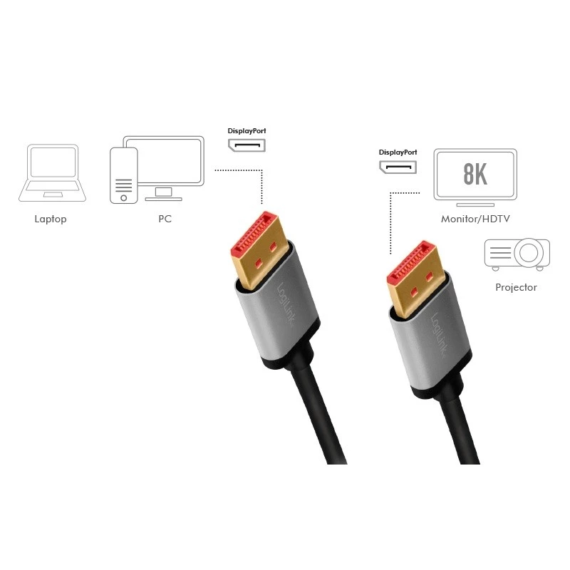 Cavo DisplayPort LogiLink 1 m nero grigio CDA0104