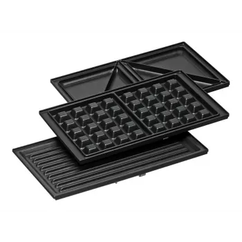 Sandwich maker Rommelsbacher SWG 700 – grill elettrico 3 in 1 compatto con 3 piastre intercambiabili (sandwich, waffle belga, grill), dettagli in acciaio inox