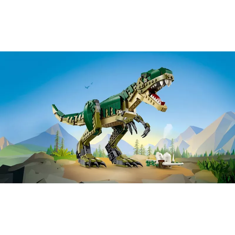 Giocattolo da costruzione LEGO Creator 3-in-1 kit T.Rex, 626 pezzi, 150 mm di altezza, età 9+