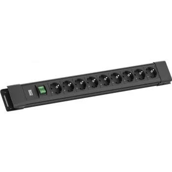 Ciabatta Bachmann CONNECTUS 9x prese CEE7/3 con 1x interruttore, 2,0 m cavo, spina CEE7/7 — nero