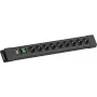 Ciabatta Bachmann CONNECTUS 9x prese CEE7/3 con 1x interruttore, 2,0 m cavo, spina CEE7/7 — nero