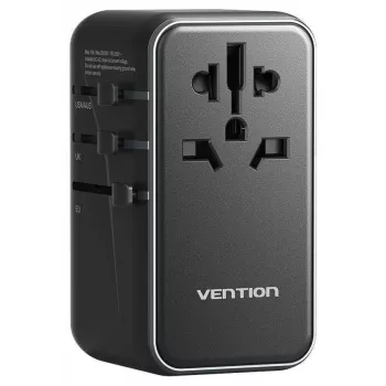 Caricabatterie Vention FJGB0 100W GaN con 3× USB-C e 1× USB-A, nero