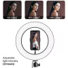 Maclean MCE610 10 Ring Light LED 12W con treppiede e trigger Bluetooth, 3 colori, 10 livelli di luminosità, luminosità regolabile 10% -100%, 160 LED, supporto smartphone, luce di illuminazione