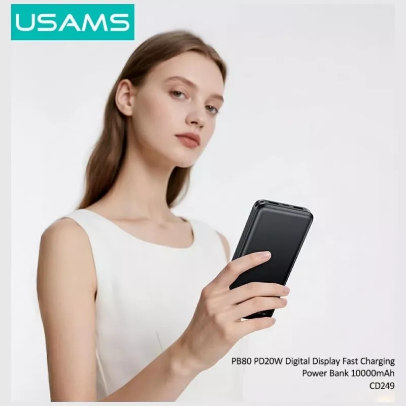 Powerbank portatile usams PB80 10000mAh 20W PD bianco