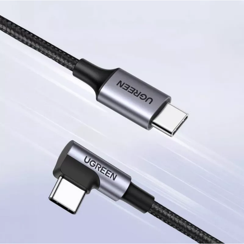 Ugreen USB-C (dritto) / USB-C (angolare) PD QC 60W 3A 0,5 m US255 (grigio)