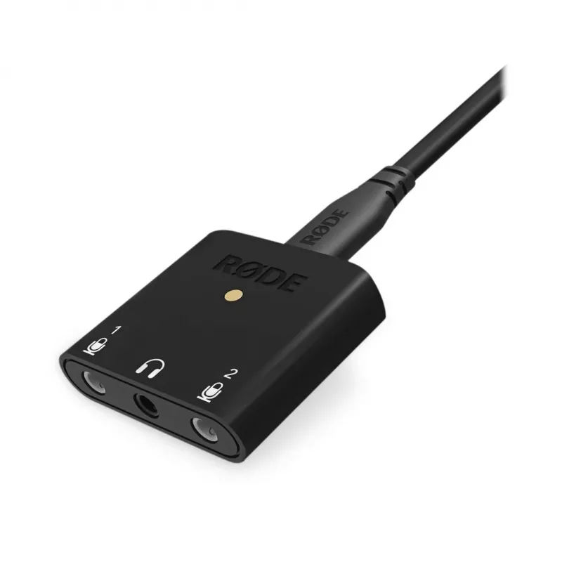 RØDE AI-Micro interfaccia audio mobile, 2x ingressi TRS/TRRS da 3,5 mm, uscita cuffie da 3,5 mm, USB-C, nera