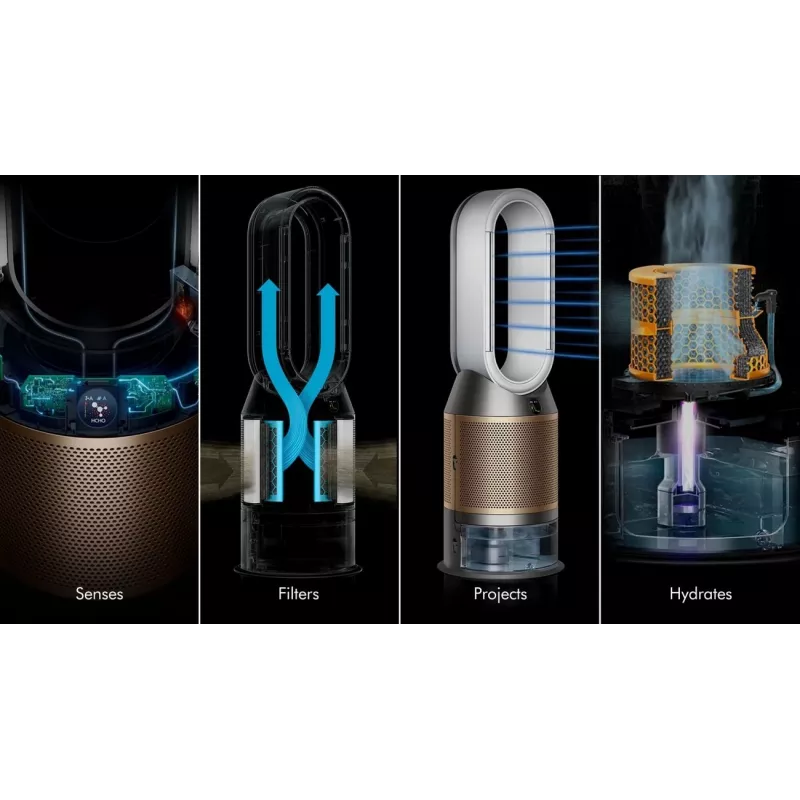 Purificatore d'aria Dyson Purifier Humidify + Cool De-Nox 62.4 dB 45 W oro bianco