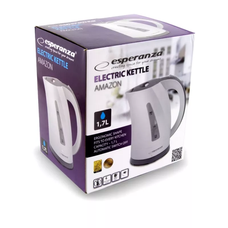 Bollitore Esperanza 1,7 l 2200 W grigio bianco