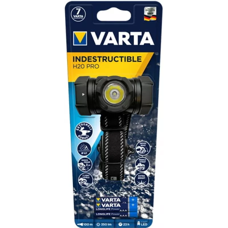 Lampada frontale Varta INDESTRUCTIBLE H20 PRO nero LED 350 lm