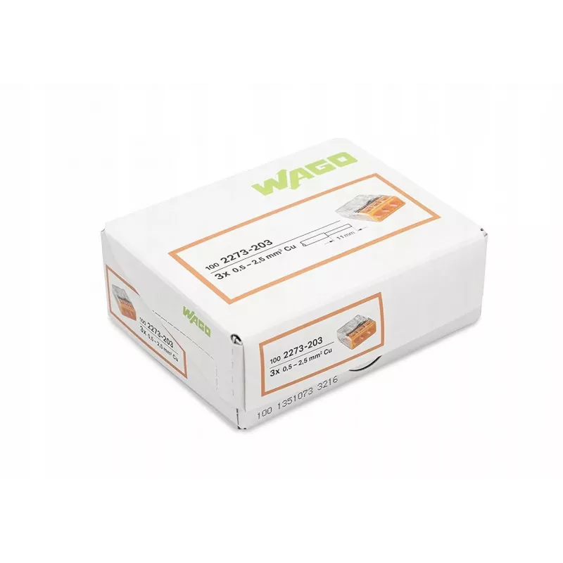 Wago 2273-203 connettore/derivatore per cavi arancione, trasparente