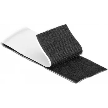 Fascia a velcro autoadesiva con gancio e anello L 1 m x L 50 mm nero