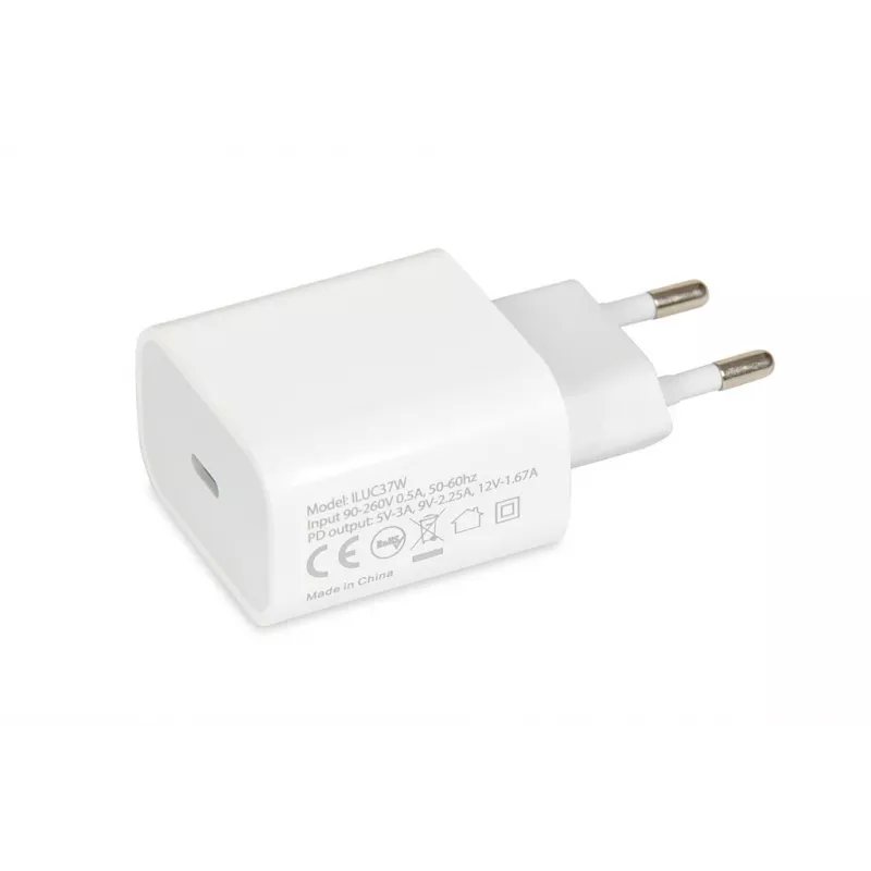Caricabatterie rapido da interno USB Type-C IBOX C-37, 20W, USB‑C PD 3.0, uscita 3 A, bianco
