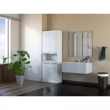 Armadietto contenitore bagno Topeshop NEL 1K DK BPOŁ bianco 5 ripiani