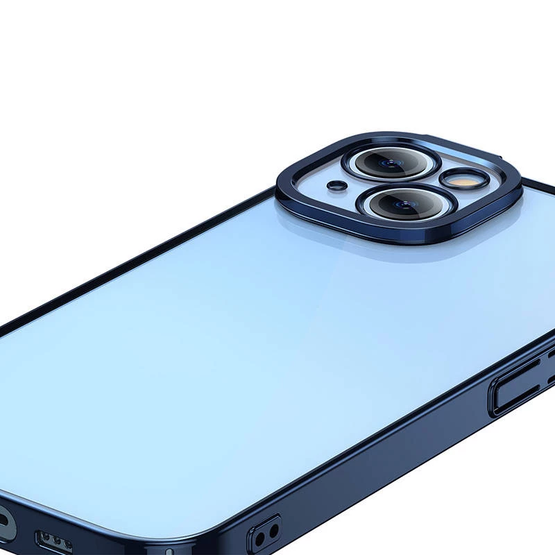Set custodia protettiva e vetro temperato Baseus per iPhone 14 Plus – glitter trasparente blu