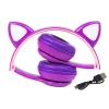 Cuffie wireless Bluetooth 5.0 LED per bambini orecchie viola