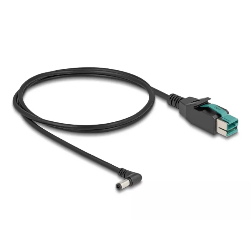 DeLOCK Cavo PoweredUSB connettore maschio 12 V a DC 5,5 x 2,5 mm connettore maschio angolare 1 m