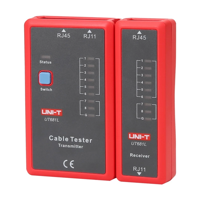 Tester per cavi di rete Unit UT681L per connettori RJ45 e RJ11, verifica di continuità e cablaggio